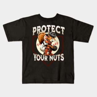 Squirrel Catcher-Protect Your Nuts, Funny Baseball Kids T-Shirt